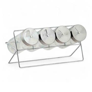 Imagem de Kit 4 Porta Temperos Condimento Horizontal Harlem Vidro - Wellmix