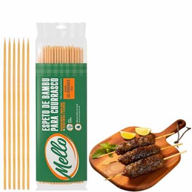 Imagem de Espeto de Bambu Churrasco 25cm Pacote 50 Unidades Resistente Flexível 