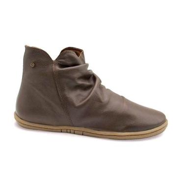 Imagem de Bota Rasteira Feminina em Couro Perlatto Conforto FIZ2609, Marrom, 37