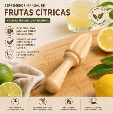 Imagem de Espremedor Manual de Frutas Madeira Peroba 15cm Michelon