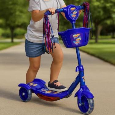 Imagem de Patinete 3 Rodas Infantil Dobrável com Som Luz Crianças Lazer Brinqued