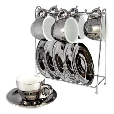 Imagem de CONJUNTO XÍCARAS COM PIRES CAFEZINHO 80ml - L'HERMITAGE, Cromada