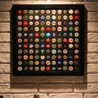Imagem de Quadro Decorativo Porta Tampinhas Preto Presente para Amigo Black com 