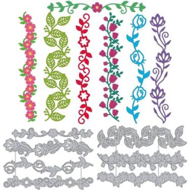 Imagem de Matrizes de Corte DELORIGIN Flor e Folha com Borda 2 Peças 16 x 11 cm