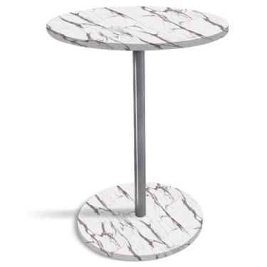 Imagem de Mesa de Canto Lateral Alta Redonda para Sala Albany - Prata Vulcano - 