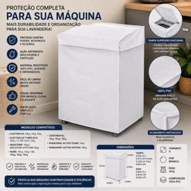 Imagem de Capa para Máquina de Lavar PVC G Branca com Tampa Impermeável Antimofo