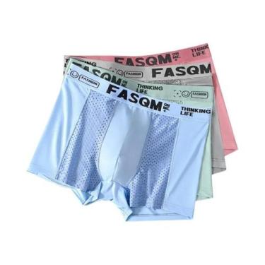 Imagem de Cuecas Boxer Masculinas plus Size L-6XL De Seda Gelada Com Malha Respi