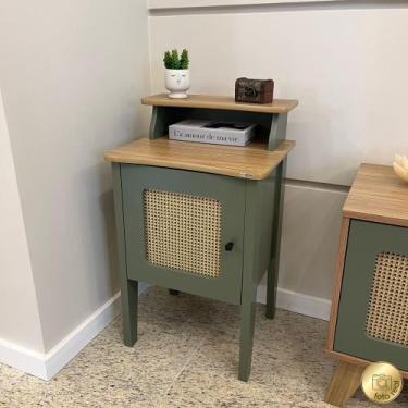 Imagem de Mesa de Apoio com Porta em Pintura 3D Charlotte Verde Carvalho/Menta -