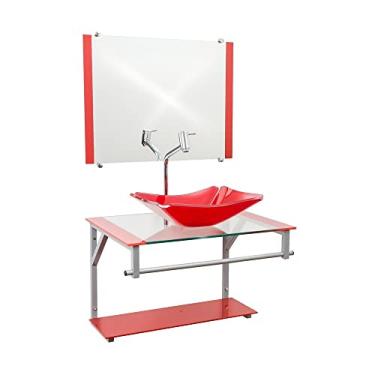 Imagem de Gabinete Vermelho 60cm de Vidro Para Banheiro -CC38- Dahora