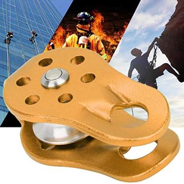 Imagem de Polia de escalada Wosune, polia de escalada giratória para engate equipamento de escalada para escalada ao ar livre (amarelo)