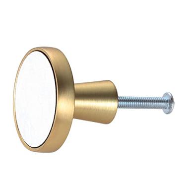 Imagem de Teste padrão de mármore Botão de bronze colorido shell brilho puxar Único buraco punho 32mm ouro para gaveta cômoda armário armário hardware YYDFPIIA (Color : 5)