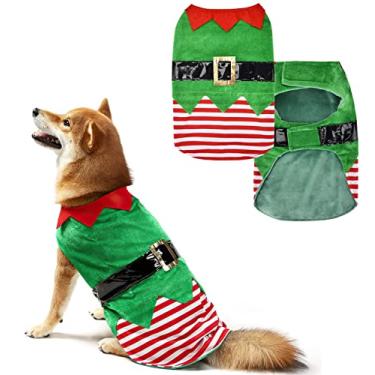 Imagem de Maogear Roupas de Natal para cães, casaco de inverno para filhotes de estimação, capa com cor leve, quente, fantasia de Natal para gato, roupa de Natal, jaqueta para cachorro, roupas de festa, cosplay (2GG)