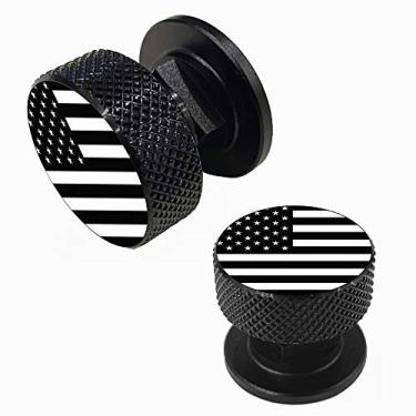 Imagem de Fixadores para capacete de soldagem - 1 par preto com padrão da bandeira americana dos EUA em alumínio para capacete de alumínio peças de reposição acessórios para parafusos com capô, antiferrugem e durável (black-zw)