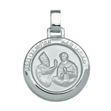 Imagem de Pingente Aço Papa e Frei Galvão Redondo 30mm