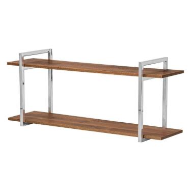 Imagem de Nicho Banheiro Cromado com Prateleiras Amadeirado 80cm