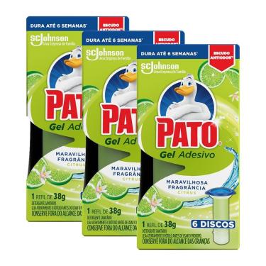 Imagem de Kit 18 Refil Sanitário Pato Gel Adesivo Citrus 38g