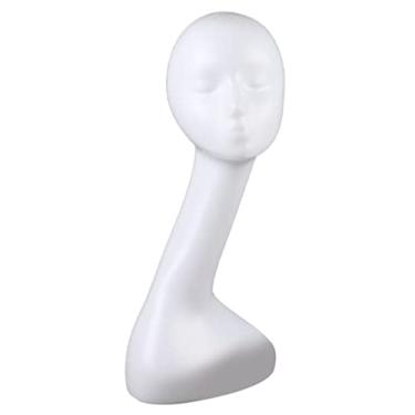 Imagem de Bonarty Manequim para exibição de cabeça de manequim com suporte para peruca para salão de beleza em casa - C