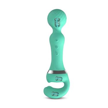 Imagem de Vibrador Poderoso 2 em 1 Varinha Mágica Estimulador Clitóris e Ponto G Recarga USB 20 Modos Diferentes Feminino Zatla (Verde)