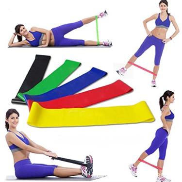 Imagem de Kit Elástico Extensor Para Exercícios Faixa De Borracha Academia 5 Faixas Elasticas Miniband Mini Band Para Treino Fitness, Ioga E Exercício em casa com 5 cargas para musculação em casa
