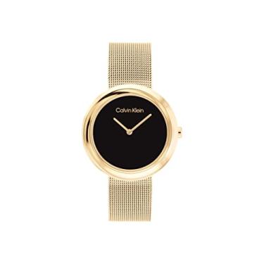 Imagem de Calvin Klein Relógio feminino de quartzo 2H com bisel torcido de 34 mm - pulseira de aço inoxidável - resistência à água 30 metros - estilo minimalista - moda premium - presente para ela,