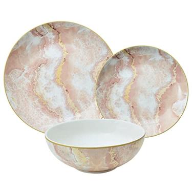 Imagem de Aparelho de jantar Nero Rose em ceramica 18 pecas cor rosa