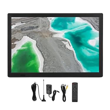 Imagem de Jopwkuin TV digital portátil de 16 polegadas, visor LCD panorâmico compatível com ATSC, TV a bateria de lítio 1080p, com antena, suporte, controle remoto, cabo AV e adaptador de alimentação, plugue EUA 110-220V