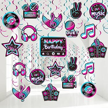 Imagem de 30 peças de decoração de festa musical, curto, para festa de vídeo, decoração para meninos, meninas, adultos, música, festa de aniversário, DJ, festa de vídeo, mídias sociais, festa temática, artigos para chá de bebê