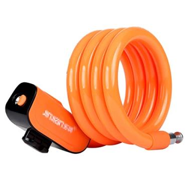 Imagem de Trava de bicicleta, travas de bicicleta cadeado de cabo chaves seguras espiraladas trava de cabo de bicicleta com suporte de montagem (cor: laranja, tamanho: 1,2 m) pequena surpresa