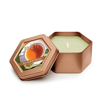 Imagem de Root Candles Vela de mistura de cera de abelha perfumada para viajantes, folha de chá e mel