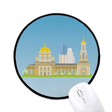 Imagem de DIYthinker Tapete de mouse com estampa de símbolo nacional da Rússia de Ekaterinburg para mesa de escritório tapete redondo para computador