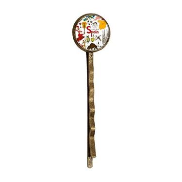 Imagem de Espanha Landscap Animais Bandeira Nacional Retro Metal Hair Bobby Pin Headwear