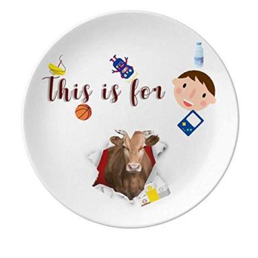 Imagem de Prato de porcelana Animal Paper Break Shocks Bulls Prato redondo para jantar menino