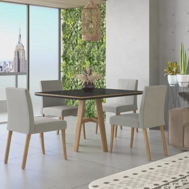 Imagem de Conjunto Sala de Jantar Mesa 120x90cm Vidro com 4 Cadeiras Ágata Cristal Tradição Móveis