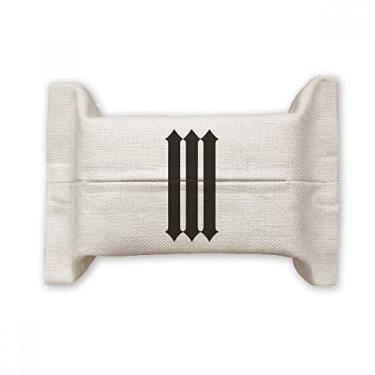 Imagem de Numerais romanos três em silhueta preta suporte de capa de papel para lenços faciais bolsa de linho de algodão