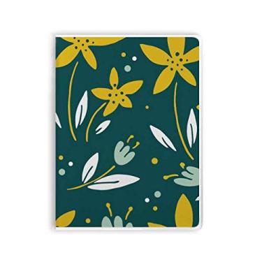 Imagem de Caderno de flores brancas e verde-amarela, capa de goma