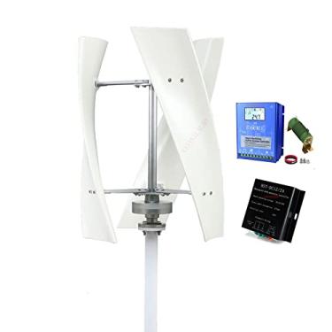 Imagem de AISINILALAO Sem ruído vertical 3 lâminas gerador de turbina eólica, 400W 12V 24V 48V Turbina eólica de levitação magnética com controlador para iluminação de rua em casa (branco),48v