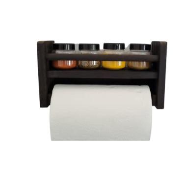 Imagem de porta temperos parede porta rolo + 4 potes