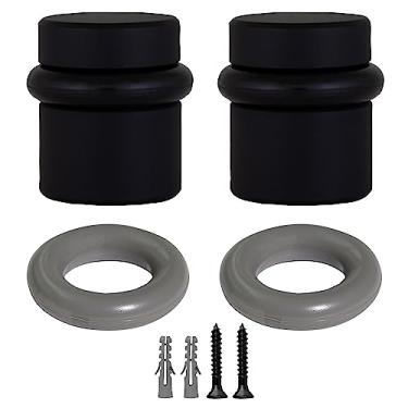 Imagem de Batente de porta cilíndrico moderno, para-choque de borracha para piso preto fosco da Design House (2 unidades), 189332-MB