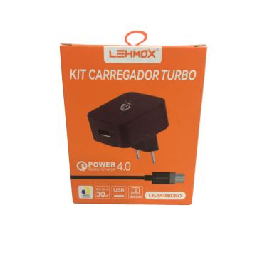 Imagem de Carregador De Celular Turbo 4.0 Cabo V8  Com Anatel Lehmox - Le-353 Micro