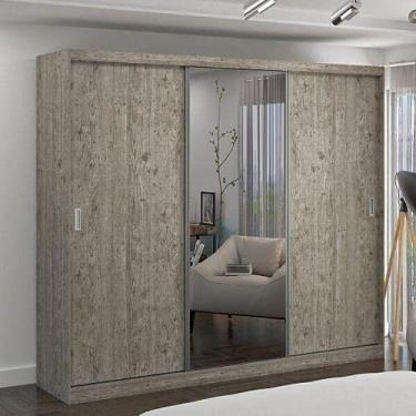 Imagem de Guarda Roupa Casal 1 Espelho 3 Portas de Correr 2 Gavetas Mdf Mm7320e1 Espresso Móveis Demolição