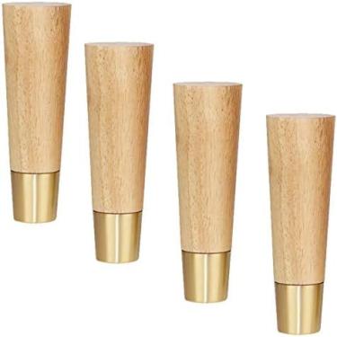 Imagem de Conjunto De 4 Pernas De Móveis De Madeira Maciça, Pernas De Sofá De Madeira De Borracha Cônica, Pernas De Mesa De Centro, Pernas De Banco, Pés De Substituição De Armário Nórdico, Capa De Pé De Lat