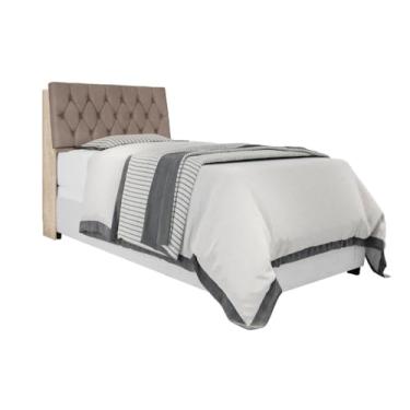 Imagem de Cabeceira Box Solteiro Isis Amarula com Capitonê Bege Escuro