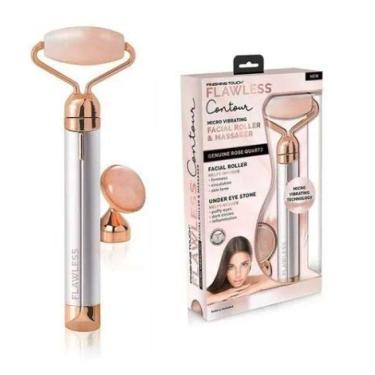 Imagem de Rolo Massageador Facial de Quartzo Rosa Vibratório 2 em 1 Flawless
