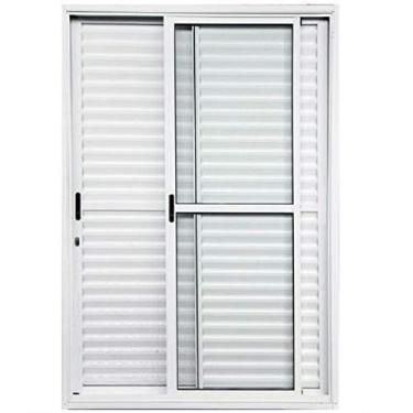 Imagem de Porta de Correr de Alumínio 3 Folhas 2.10 X 1.20 Branca Linha 25 Com Fechadura