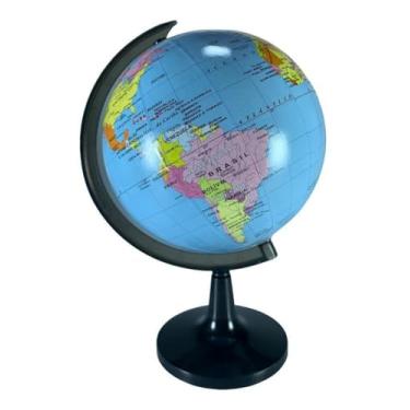 Imagem de Globo Terrestre Giratorio Mesa Mapa Mundi Político Escolar 14,2 cm Eixo Com Medidor Geopolítico Escolar e Decoração