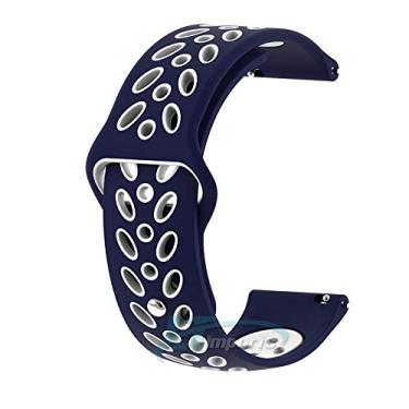 Imagem de Pulseira 20mm Sport V3 para Samsung Galaxy Watch Active 44mm 40mm - Galaxy Watch 3 41mm - Galaxy Watch 42mm - Amazfit GTR 42mm - MARCA LTIMPORTS (Azul/Branco)