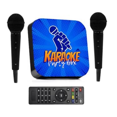 Imagem de Karaoke Party Box Azul +de 1000 Músicas +2 Microfones Com Pontuação