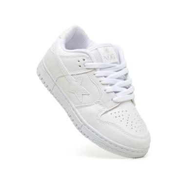 Imagem de Tênis Infantil Menina Menino Nog Star Casual Unisex Escolar (Branco, BR, Criança de 4 a 8 anos, Numérico, P, 26)