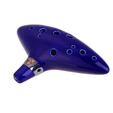 Imagem de AFUNTA Flauta ocarina de cerâmica de 12 furos alto C Legend of Zelda Ocarina com livro de canções (cordão de alça de pescoço com cor aleatória) - azul