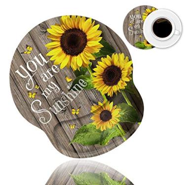 Imagem de stmedazm Mouse pad ergonômico suporte de pulso e porta-copos de café, almofada de descanso de pulso fofa com base de poliuretano antiderrapante para trabalho em casa, escritório, estudo, digitação